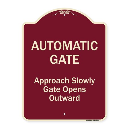 Signmission Designer Series-Automatic Gate Approach Slowly Gate Opens, 24" x 18", BU-1824-9862 A-DES-BU-1824-9862